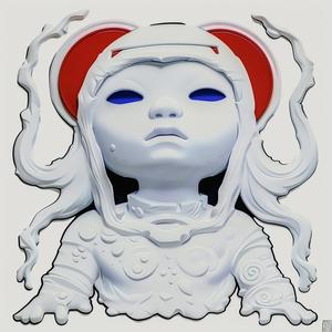 surreal  album  cover  sculpture  woman  red  eyes  white  symbolist  hyper-realistic 1077776