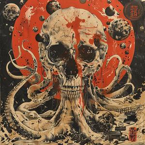surreal  poster  octopus  skull  album  cover  hyper-realistic  screenprinting  creative  art 1078385