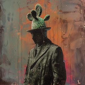 man  cactus  hat  painting  whimsical  portrait  flora  surreal  character  art 1039217