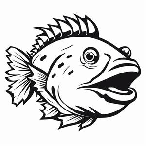 fish  black  white  simplified  cartoon  playful  joyful  bold  expressive  vector 1049941