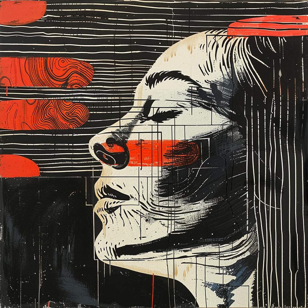 woman  stripes  red  black  pattern  figurative  stylized  colorful  artistic  expression 928170