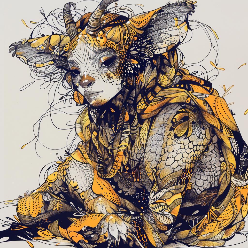 mythical  hybrid  creature  goat  feathers  fantasy  unique  exploration  nature  flowers 953056
