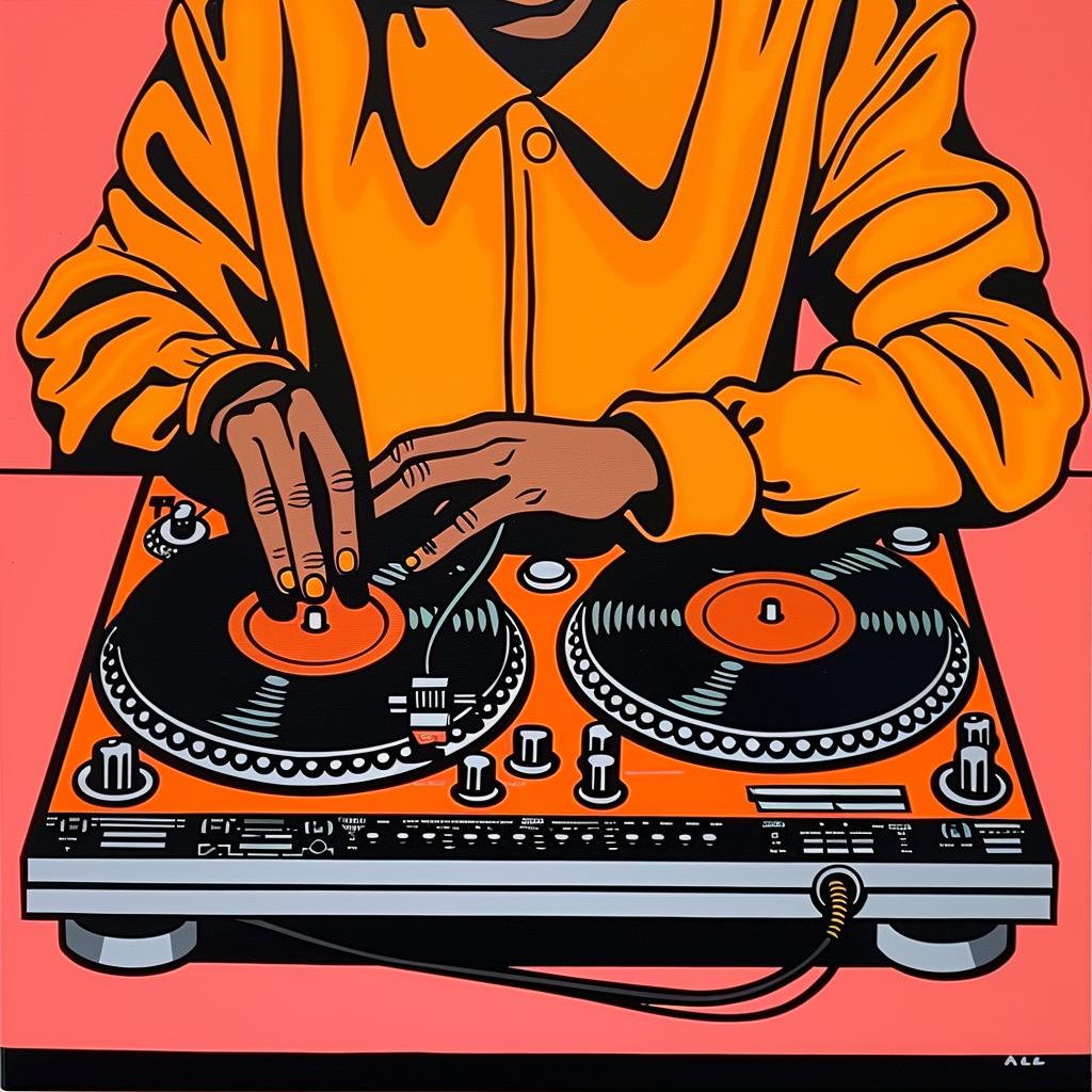 hip-hop  DJ  records  turntable  female  art  music  mixing  console  painting 1025221