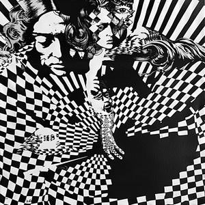 painting  black  white  woman  checkered  pattern  graphic  illustration  bold  art 1071025