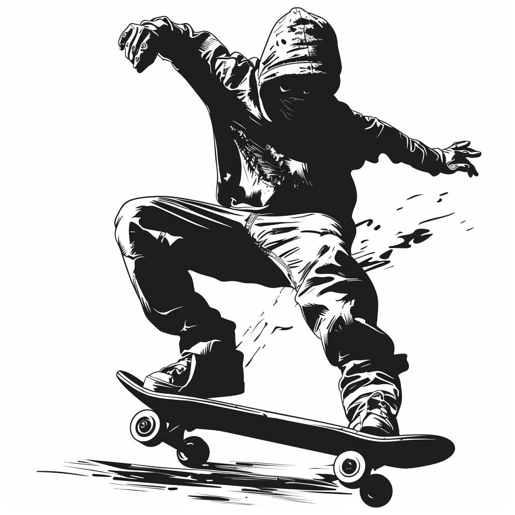 skateboarder  hoodie  tricks  black  white  minimal  vector  action  simple  silhouette 952163
