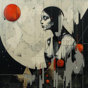 painting  vampire  Audrey  Kawasaki  moonlight  red  black  dots  El  Lissitzky 1058646