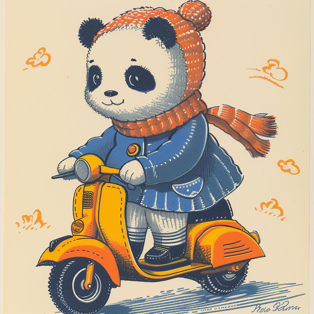 panda  scooter  hat  surreal  lighting  glow  natural  art  volumetric  design 962929