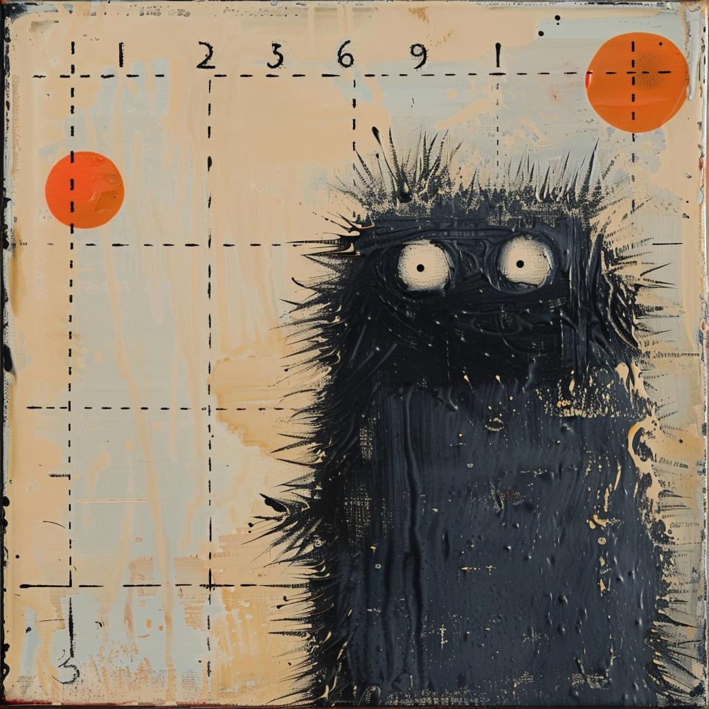 encaustic  impasto  monster  painting  black  furry  orange  texture  color  modern 969761