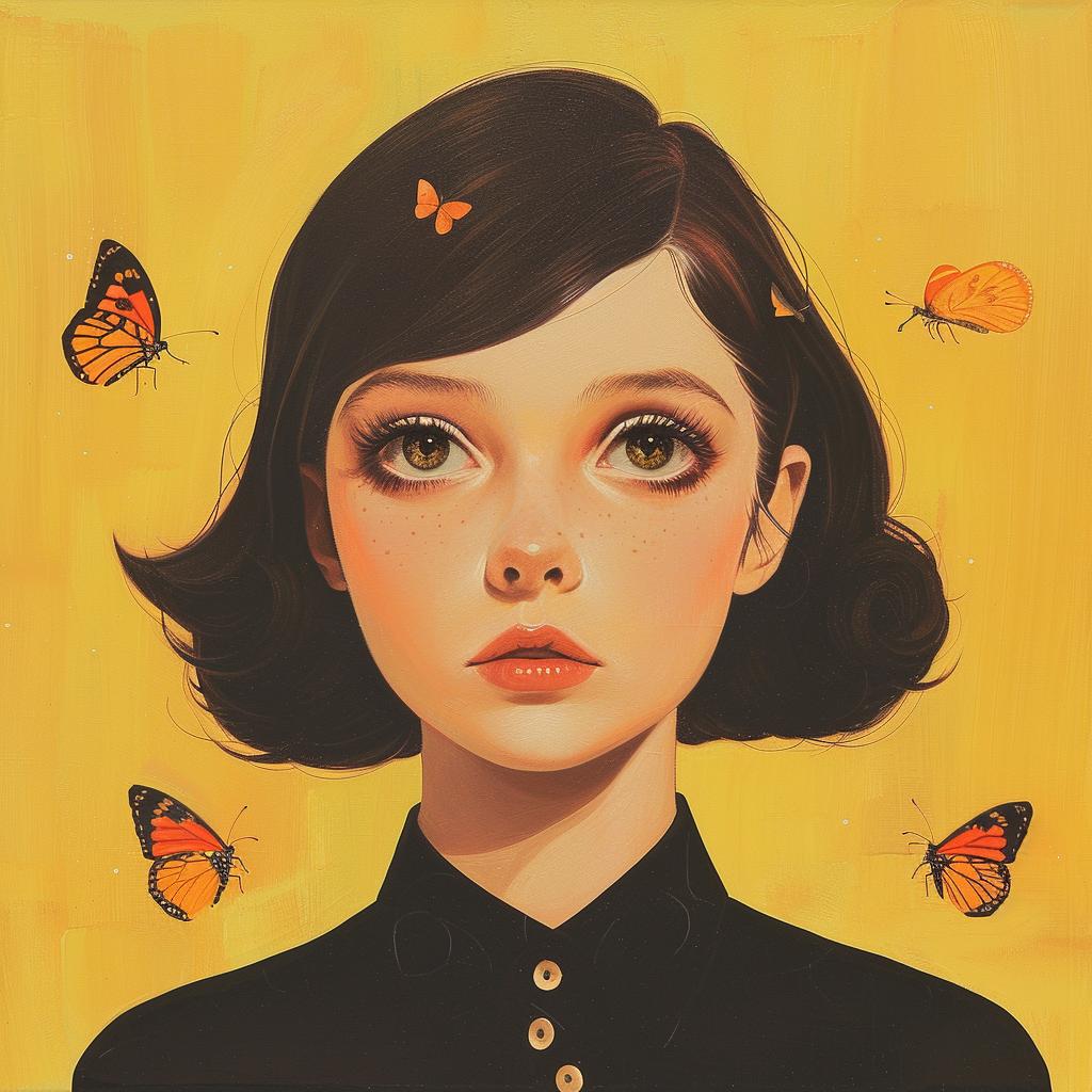 surreal  painting  girl  butterflies  artwork  colorful  dreamlike  imaginative  fantasy  creativity 1015492