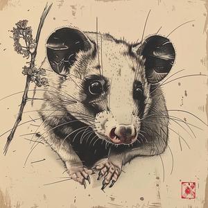 opossum  flower  drawing  nature  sketch  cross-contour  art  style  illustration  animal 1062572