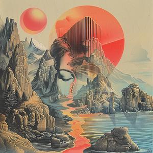 surreal  woman  mountain  album  cover  Mitsumasa  Anno  Risograph  hyper-realistic  Symbolist 1036949