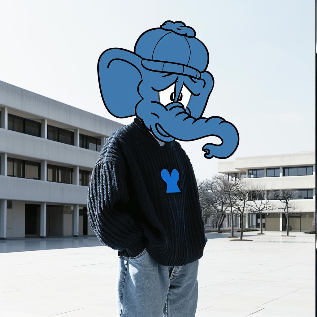 aggressive  streetwise  elephant  head  hat  urban  funny  cartoon  character  playful 958741