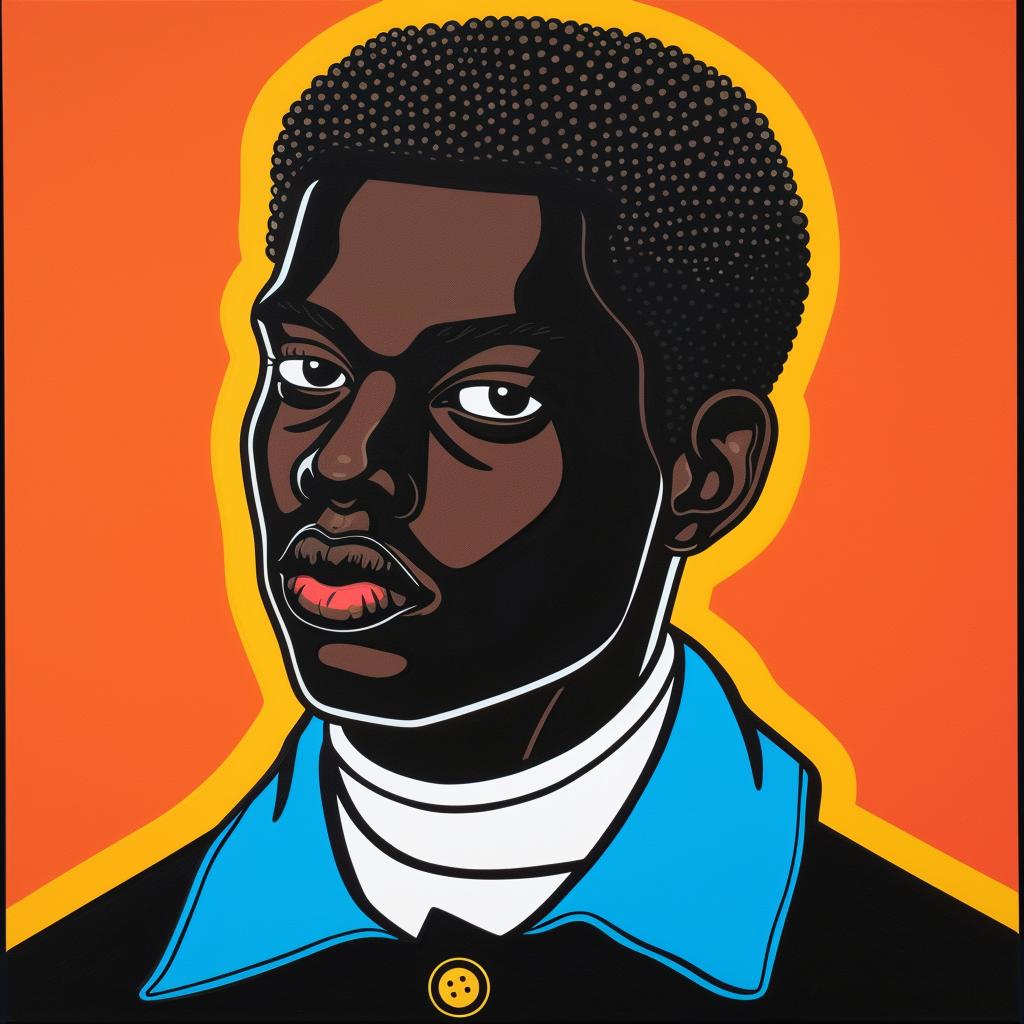 painting  black  man  orange  background  portrait  realism  expression  colorful  artwork 1024267