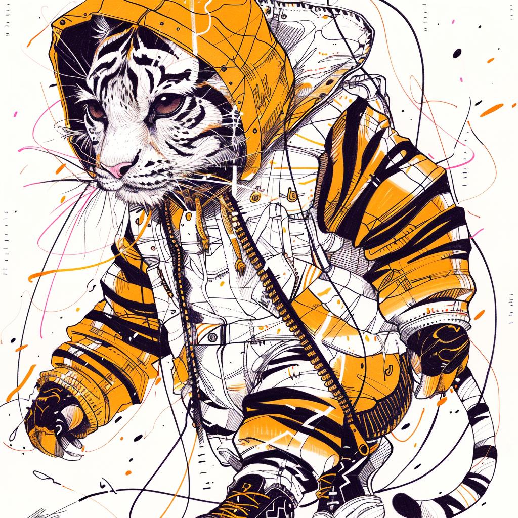 kawaii  tiger  streetwear  Dr.Seuss  dynamic  pose  hoodie  jacket  playful  colorful 938698