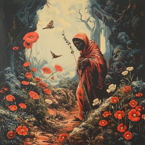 woman  red  robes  flowers  painting  chromolithography  colorful  elegant  art  vibrant 1049354