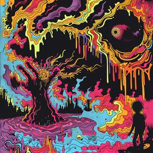 album  cover  art  creative  surreal  chaos  Risograph  Symbolist  hyper-realistic  disintegration 1078126
