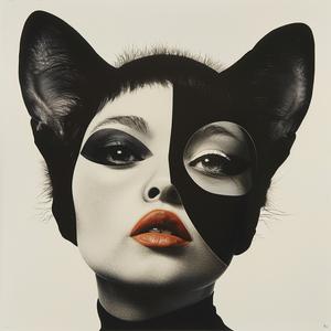 surreal  fashion  cat  woman  ears  black  white  photo  Symbolist  creative 1077309