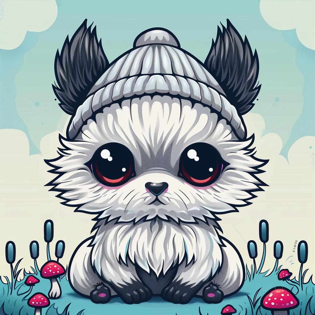 cartoon  dog  grass  cute  whimsical  playful  character  animal  hat  illustration 1032603