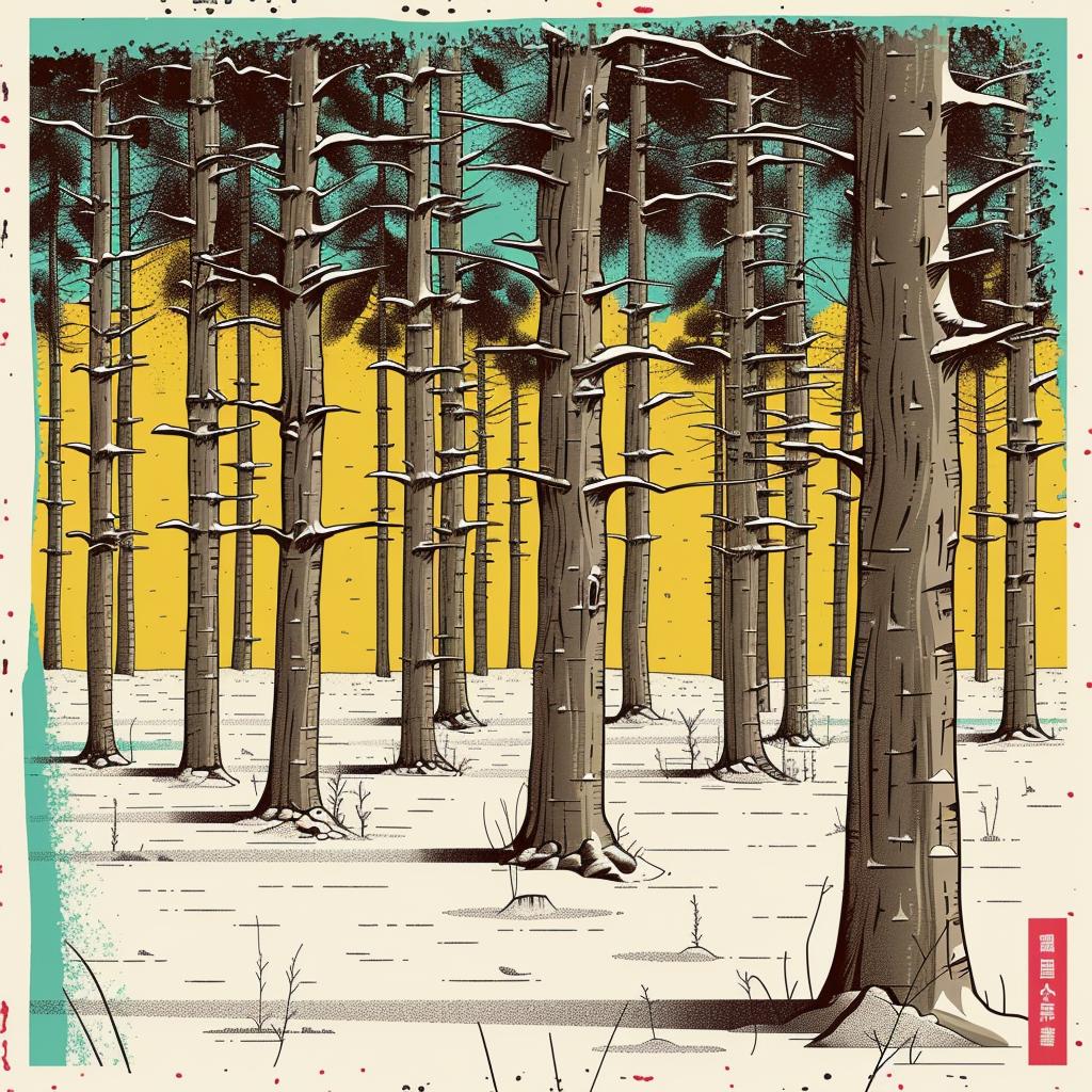 forest  winter  animated  vibrant  folk  illustration  colorful  nature  surreal  art 945147