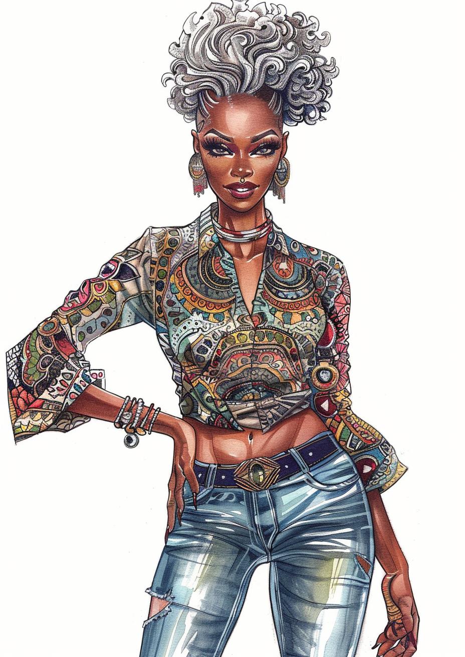copic  marker  fashion  african  portrait  woman  jewelry  aesthetic  stylish  confident 953663