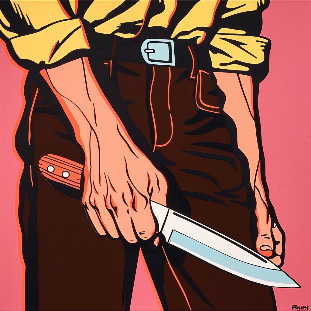 رجل سكين لوحة فنية مظلمة تعبير عن المشاعر رعب معاصر بورتريه 943702