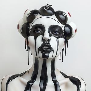 مكياج امرأة، غطاء رأس باللونين الأبيض والأسود، صورة فنية، تعبير عن الجمال والموضة 1073377