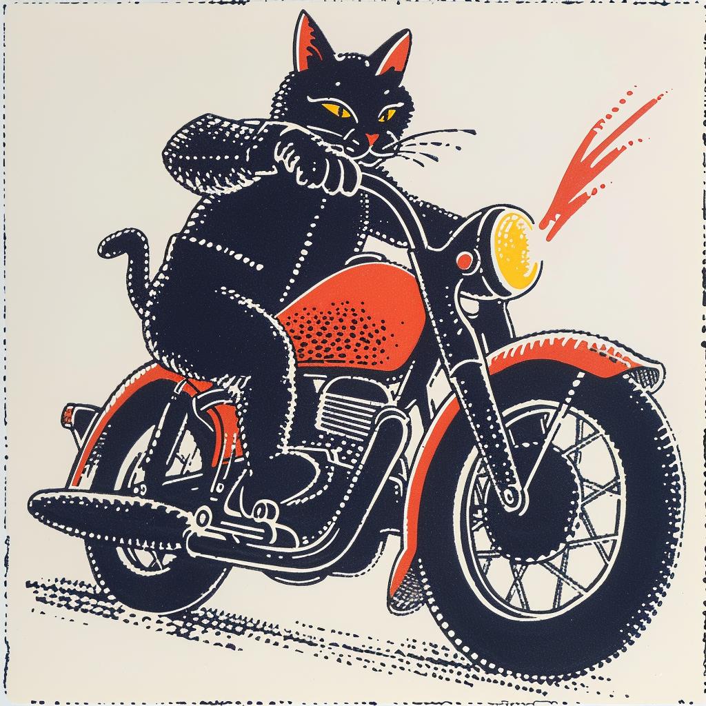 cat  motorcycle  design  surreal  lighting  glow  volumetric  art  poster  colors 962890
