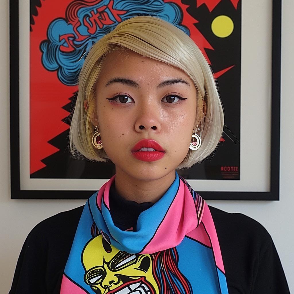 woman  punk  rocker  scarf  black  shirt  asian-american  music  style  portrait 1023156