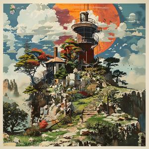lighthouse  hill  painting  chromolithography  landscape  scenery  coastal  vintage  art  architecture 1058610
