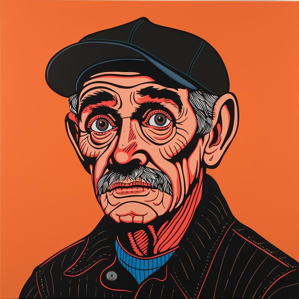 man  old  orange  black  painting  realism  male  age70  face  style 972880