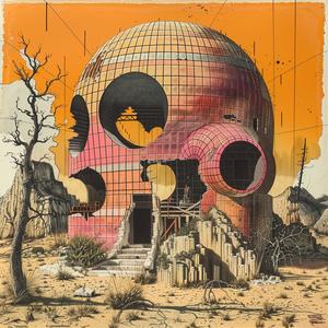 skull  house  pink  orange  deathmetal  album  cover  painting  imaginative  art 1037081