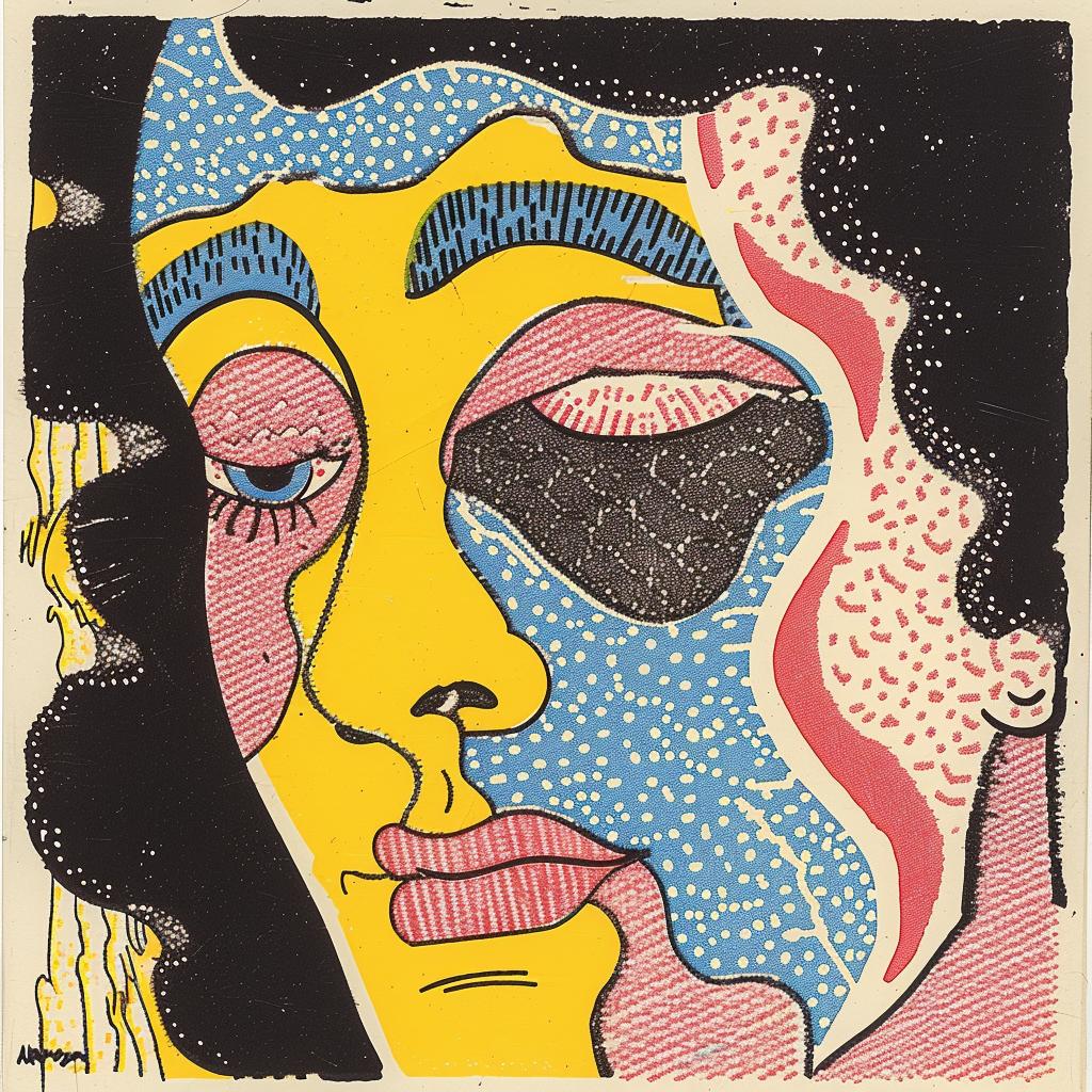 album cover  surreal  woman  face  colorful  yellow  blue  creative  symbolism  artistic 917121