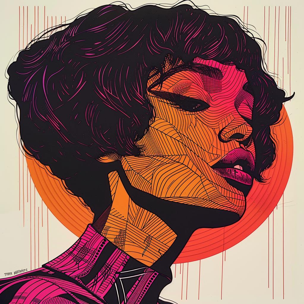 Pop  Art  Kerry  Washington  African-American  Model  Short-Cropped  Hair  White  Background 938495