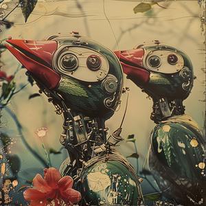 birds  mechanical  flowers  background  chromolithography  surreal  nature  artwork  colorful  imaginative 1038038