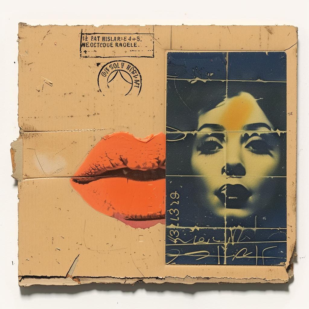encaustic  palette-knife  impasto  woman  lips  cardboard  painting  art  facial  design 1015841