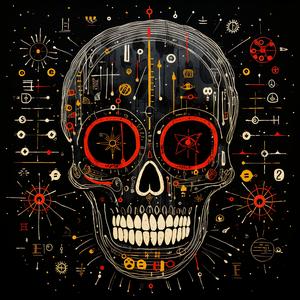 symmetrical  dark  occult  minimal  Japanese  elements  badge  floral  skull  symbols 1078760