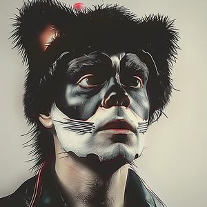 man  facepaint  cat  black  hair  artistic  expression  portrait  whimsical  colorful 1039622