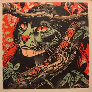 cat  snake  forest  poster  animal  wildlife  chromolithography  playful  vibrant  nature 1051074
