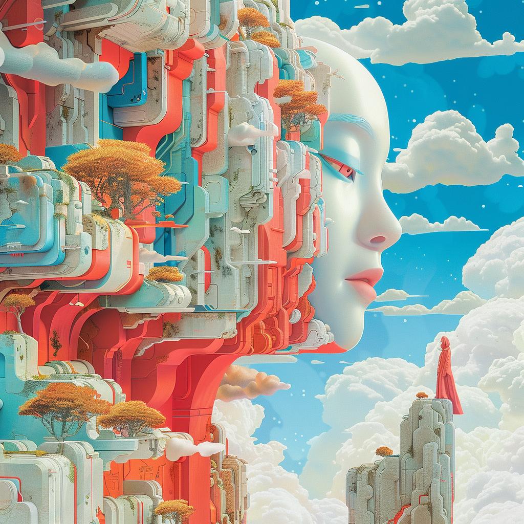 surreal  woman  cloud  face  art  painting  album  cover  Joey  Chou 1019536