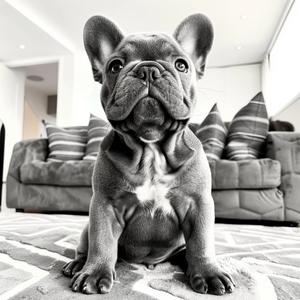 bulldog  black  white  photo  sitting  rug  pet  animal  portrait  cute 1070946