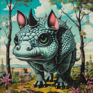 rhino  large  illustration  playful  bold  character  cartoonish  fun  whimsical  unique 1037483