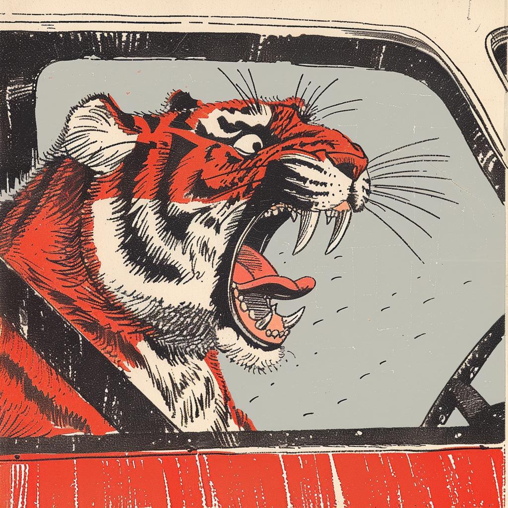 tiger  car  angry  road  rage  humor  illustration  comic  character  art 923148