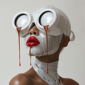 DADA  art  model  makeup  airbrush  African-American  dripping  portrait  white  color 1073527