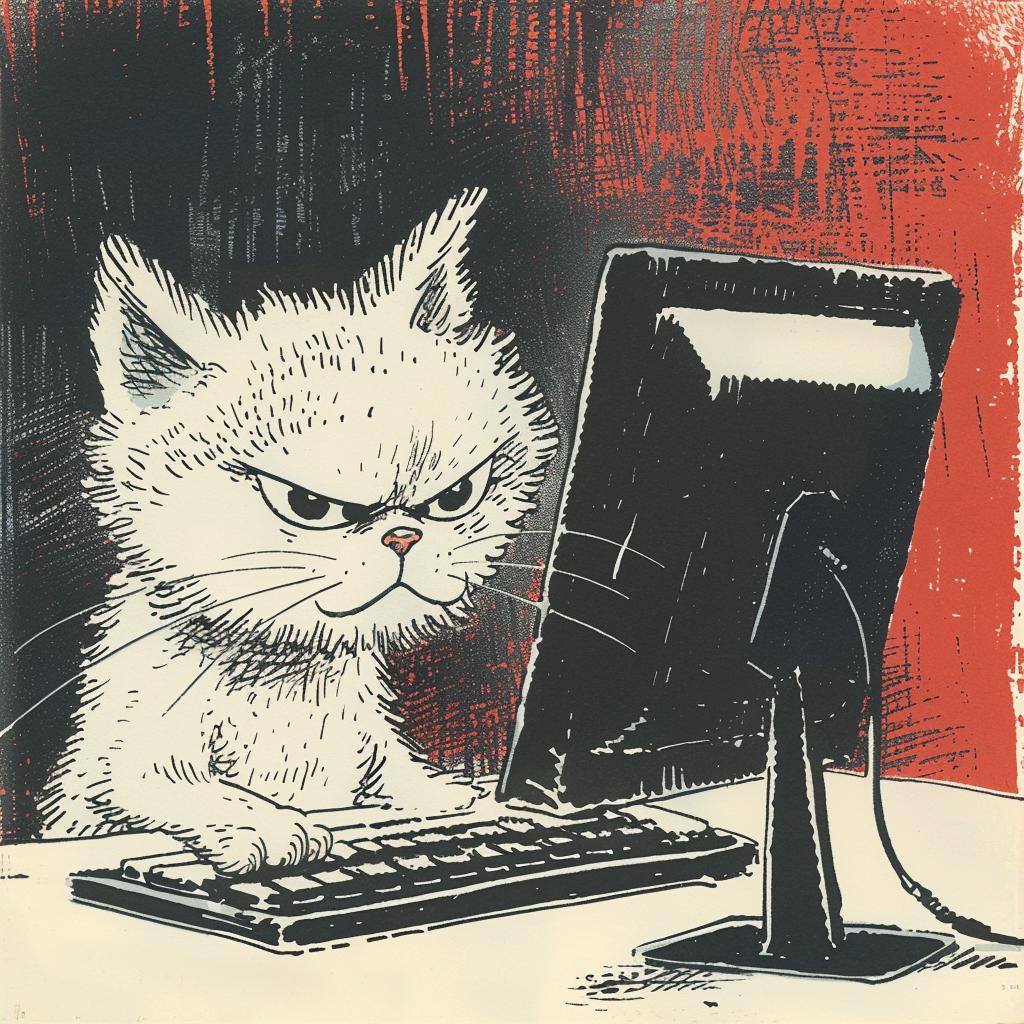 cat  angry  computer  anthropomorphic  typing  modern  digital  expressive  illustration  character 923108