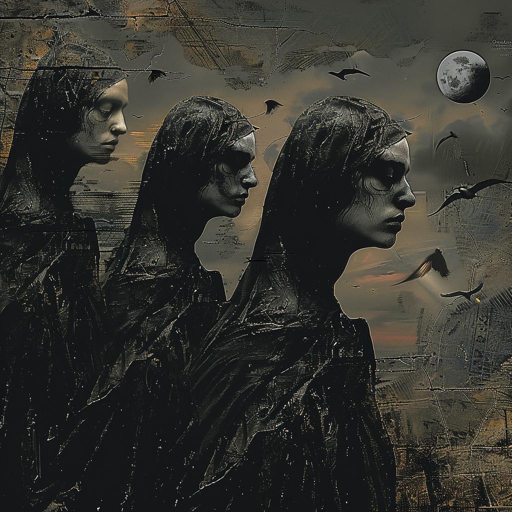 women  black  robes  birds  flying  mystical  art  fantasy  gothic  illustration 1034980