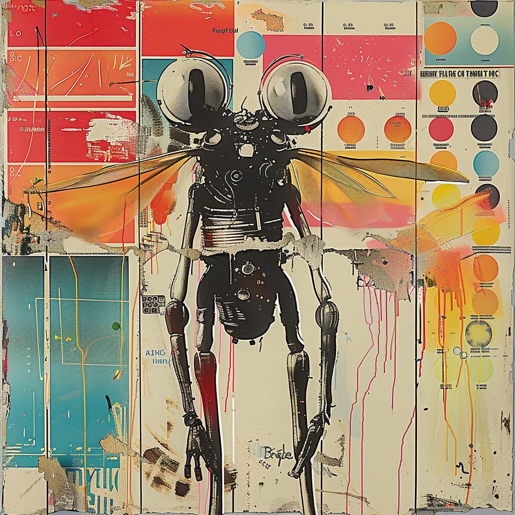 collage  fly  large  surreal  abstract  painting  Robert  Rauschenberg  quirky  colorful 937688