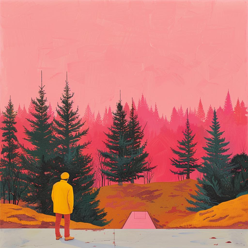 surreal  painting  man  road  trees  nature  landscape  creative  artwork  colorful 1019151