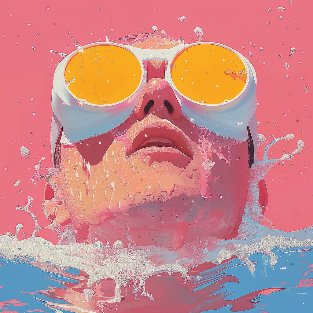 surreal  album  cover  painting  man  sunglasses  water  vibrant  creative  colorful 1017169