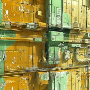 building  computer  generated  yellow  green  modern  design  abstract  digital  colorful 1075243
