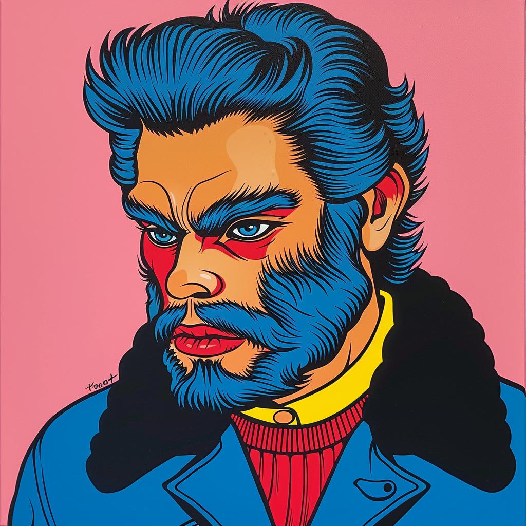 wolfman  blue  hair  beard  portrait  fantasy  creature  expression  artistic  vibrant 973194